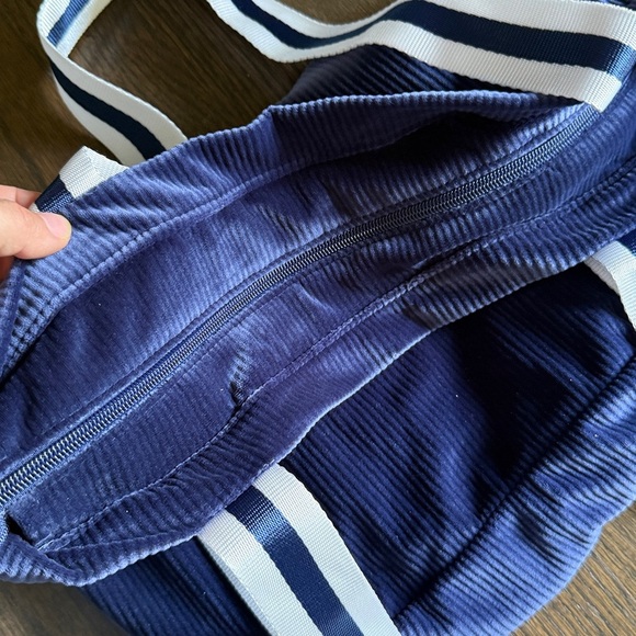 Victoria secret velvet Blue Tote Bag with Striped Handles - Picture 3 of 3
